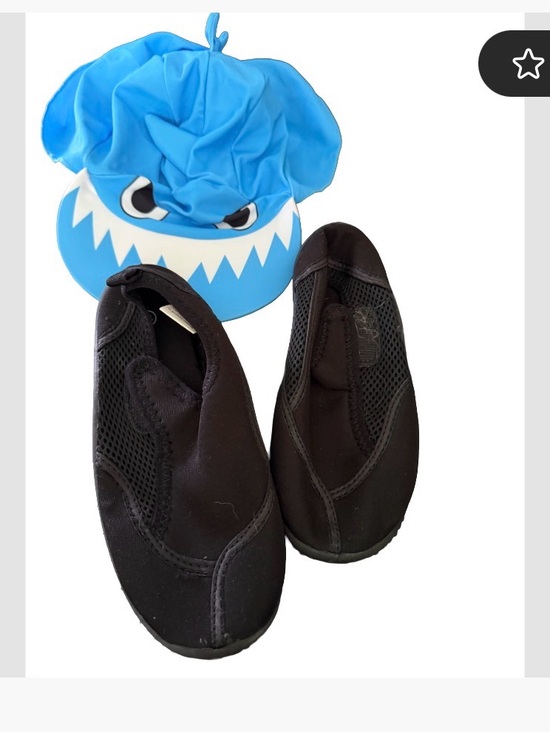 Other - Kids Shark Swim Cap - Bright Blue and Kids water aquatic shoes black size 13/1